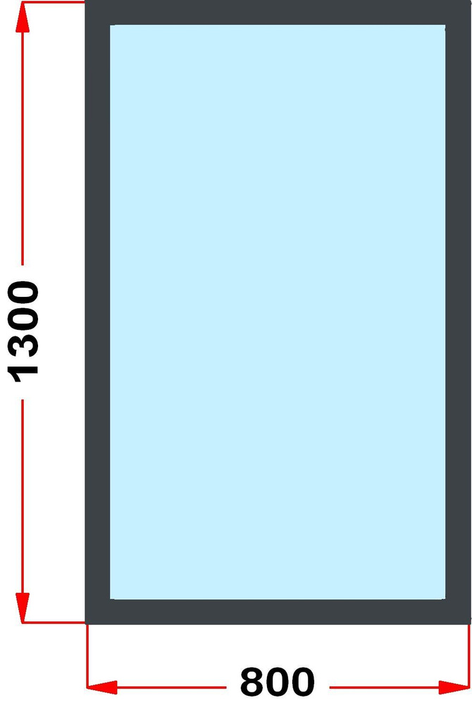 Окно из профиля Grunder 70 мм (1300 x 800) , не открывающееся, стеклопакет 3 стекла, темно-серое снаружи, #1
