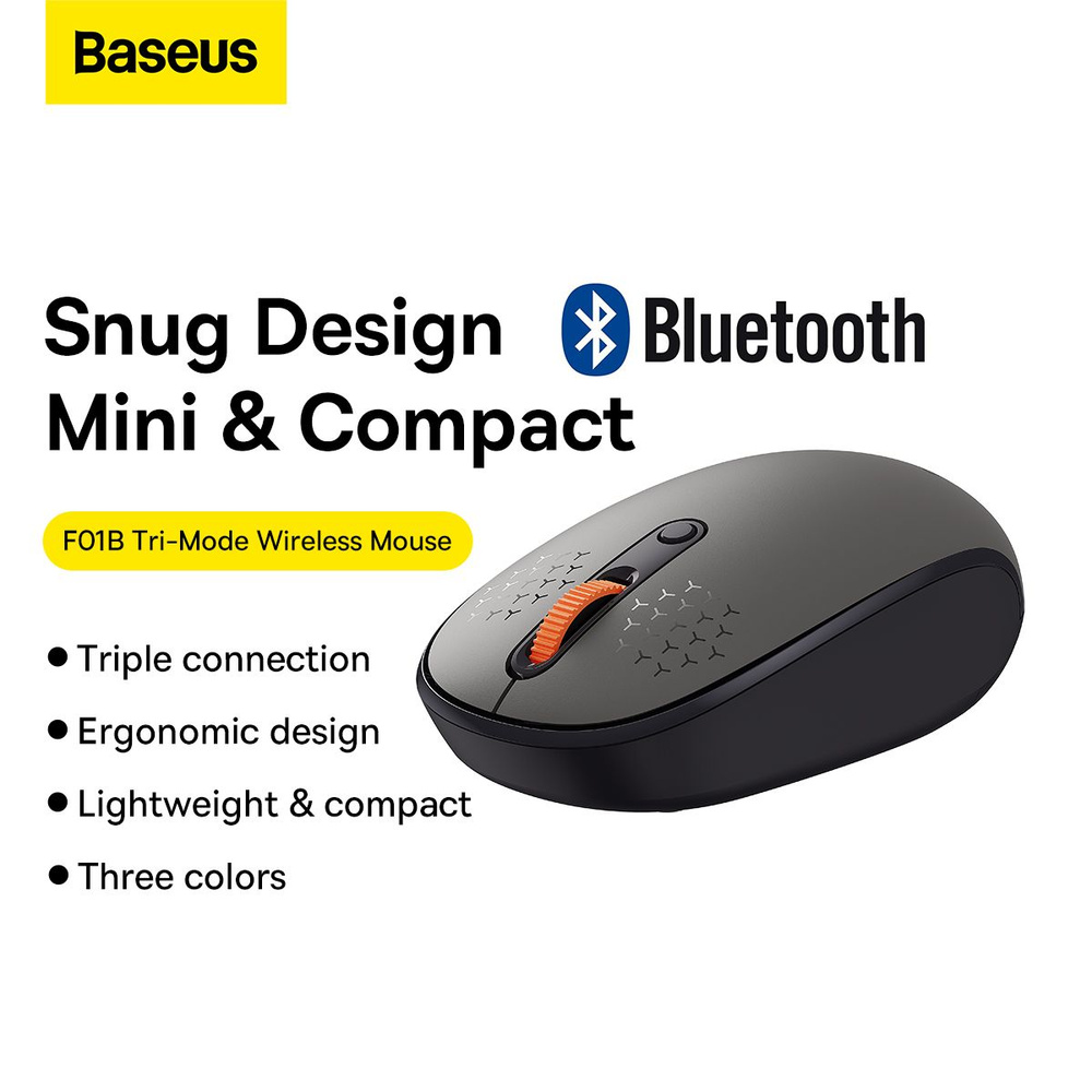 Baseus Мышь беспроводная Беспроводная F01B TRI-MODE Bluetooth (B01055503413-00), серый  #1