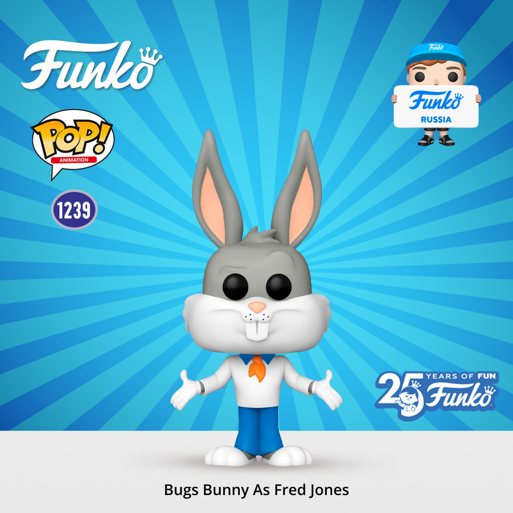 Фигурка Funko POP! WB 100th Looney Tunes X Scooby-Doo Bugs Bunny As Fred Jones/ Фанко ПОП в виде персонажа #1