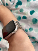 Металлический ремешок для умных смарт часов Apple Watch series 1-8 и Эпл Вотч SE Ultra 42-44-45-49 mm (milanese loop) / Ремешок миланская петля на магнитной застежке для часов Эпл, Серебристый #124, Полина К.