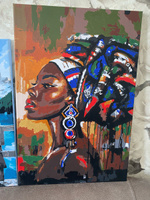 Яркая темнокожая девушка Раскраска картина по номерам на холсте с металлической краской 40х60 #5, Нина К.