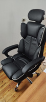 Кресло компьютерное для руководителя для дома и офиса из прочной экокожи, черный #80, Зарема В.
