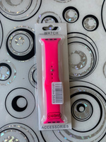 Cиликоновый ремешок для Apple Watch 42 44 45 49 мм, размер S/M, series 1-8 (для эпл вотч), ярко-розовый, Bandside #124, Дарья Г.
