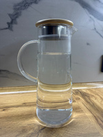 Графин для воды с крышкой и фильтром 1,5л стеклянный, кувшин для сока, холодных и горячих напитков, лимонадница #82, Галкина В.