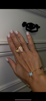 Кольцо JAF золотое с крупным треугольным хрустальным кристаллом, женское, кольцо с камнем безразмерное, регулируемое 16-20 размер, перстень; кольцо с большим камнем в эстетике old money #70, Александра П.