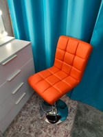 Барный стул оранжевый высокий поворотный со спинкой кухонный с подъемным механизмом Barneo N-48 Kruger, сидение эко-кожа, основание хром, интерьерный дизайнерский в стиле лофт #6, Екатерина О.