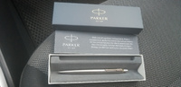 Ручка шариковая подарочная Parker Jotter Core Stainless Steel Gt, автоматическая, корпус серебристый, позолоченные детали, кнопочный механизм, чернила синие, подарочный футляр #72, Аркадий С.
