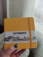 Скетчбук для рисования и скетчинга SKETCHMARKER 140г/м2 12х12см. 160 страниц цвета слоновой кости, твердая обложка, цвет: оранжевый #30, Анжелика Л.