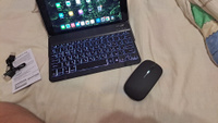 Bluetooth Клавиатура беспроводная и мышь с подсветкой для планшета ,RGB мини русская раскладка бесшумная мышь + клавиатура комплект , для телефона, компьютера андроид , TV #6, ДАНИЛА М.