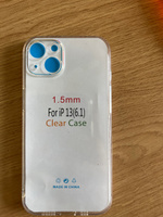 Силиконовый чехол для IPhone 13 c защитой камеры прозрачный / Тонкий защитный чехол накладка на Айфон 13 / Чехол бампер с протекцией от прилипания #57, Артем С.