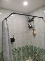 Карниз для ванной комнаты угловой KONONO, черный 260 см, держатель 12 пластиковых колец #8, Анна М.