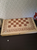 Шахматы шашки нарды карты Набор игр 4 в 1 доска деревянная 40 см #6, Каракулов М.