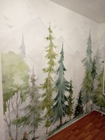 Фотообои 3D на стену флизелиновые VEROL "Горы и хвойный лес в тумане", 300х283 см / обои в детскую, моющиеся #26, Елена Д.