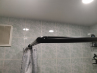 Карниз для ванной комнаты угловой KONONO, черный 260 см, держатель 12 пластиковых колец #7, Анна М.