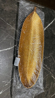 Блюдо для подачи и сервировки стола "Золотой лист", цвет золотистый, размер 40х14 см #68, Ameli A.