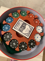 Покерный набор "Texas Poker Set" на 240 фишек, с номиналом, в металличекой круглой коробке / 2 колоды карт, фишки дилера и сукно в подарок / Настольные игры для компании #7, Dinis K.
