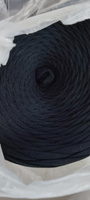 Трикотажная пряжа лента для вязания крючком / спицами SAPI 100% хлопок, цвет черный, 7-9 мм, 100 м, 300 грамм #8, Кристина
