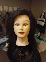 FantomHeads Голова манекен парикмахерская для причесок, плетения кос, укладки и стрижки, натуральная, 50 см., Брюнетка #4, Алёна О.