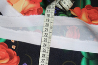 Ткань для шитья Габардин 155 см х 300 см (100% пэ) разноцветная с орнаментом хохлома #10, Раиса Р.