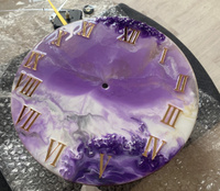 Творческий набор для рисования эпоксидной смолой в технике Resin Art. Интерьерные часы "Срез камня". №3 Золото. #55, Арина В.