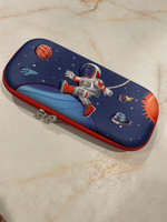Пенал детский каркасный 3D, Объемный 3D "Космонавт на луне" #2, Светлана Х.