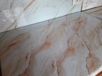 Самоклеящаяся пленка для мебели мрамор камень для кухни и ванной ПВХ, ширина 60 см, рулон 3 м, бежево-оранжевый цвет #80, Кирилл