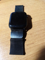 Металлический ремешок для умных смарт часов Apple Watch series 1-8 и Эпл Вотч SE Ultra 42-44-45-49 mm (milanese loop) / Ремешок миланская петля на магнитной застежке для часов Эпл, Черный #114, Алексей З.