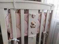 Бортики в кроватку для новорождённых стеганые MamiBro, 100% хлопок, 60х30 см - 2 шт, 120х30 см - 2 шт, бледно розовый #18, Лидия Ш.