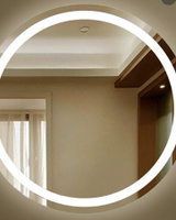 Зеркало 60 см настенное круглое интерьерное в стиле лофт, для ванной, гостиной, прихожей, спальни, с подсветкой LED, "Глория". #25, Элла Б.