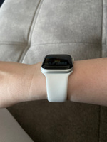 Cиликоновый ремешок для Apple Watch 42 44 45 49 мм, размер S/M, series 1-8 (для эпл вотч), белый, Bandside #96, Марина Ч.