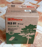 Мешки-пылесборники Filtero FLS 01 (S-bag) ECOLine XL, для Philips, Electrolux, бумажные, 10 штук + фильтр. #7, Игорь&Татьяна