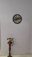 Рамка круглая для фото, вышивки и постера на стену Фоторамка Мастер Рио, 34х34 см, коричневый #17, Лариса О.