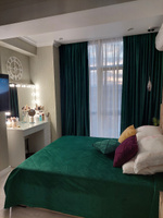 Покрывало - плед стеганое Бархат АртДеко Изумруд 250 х 250 см. на кровать диван с подкладкой синтепон, темно-зеленый #8, Карина Е.