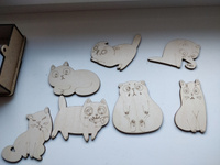 Фигурки раскраски, набор с магнитом, 7шт, "Озорные котики" / Подарочный набор для творчества деревянный, для мальчиков - девочек #32, Юлия К.