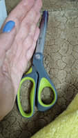 Ножницы 178 мм ADAMANT 3D лезвие, эргономичные ручки, серый/зеленый, пластик, прорезиненные, QREDO #5, Алена С.