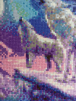 Алмазная мозаика на подрамнике 40х50 см, Пейзаж Волки воют на луну, полная выкладка #80, Анна К.