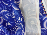 Ткань для шитья Габардин 155 см х 300 см (100% пэ) разноцветная с орнаментом хохлома #23, Ирина З.
