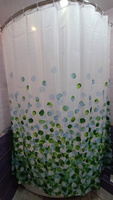 Штора для ванной комнаты тканевая на люверсах "Лепестки зеленые" размер 200х240см.(высота 200см х ширина 240 см) #64, Наталья Ц.