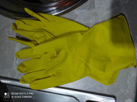 Перчатки хозяйственные латексные без х/б напыления Komfi XL, 1 пара, желтый #5, Светлана М.