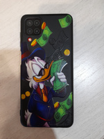 Чехол Soft Touch на Samsung Galaxy A12/M12 / Самсунг А12/М12 "Scrooge McDuck with Money", черный #19, Эмма М.