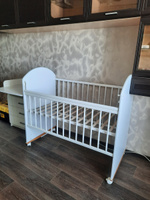 Азбука Кроваток, Детская кроватка качалка на колесах для новорожденных Bellucci, 120 60, белый #53, Диана К.