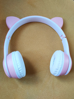 Наушники беспроводные, с ушками, Bluetooth, светящиеся детские, розовые, встроенный микрофон #62, Мальчикова Ирина