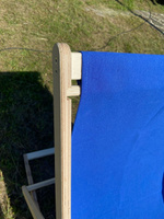 Кресло-шезлонг "Березка" без шлифовки с голубой тканью складной для дома и дачи #44, Александр С.