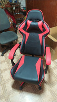 Игровое геймерское кресло на колесиках BYROOM Game BAN red HS-5010-R кожаное крутящееся. Компьютерный стул для геймера с ортопедической высокой спинкой для игр и работы на пк #43, Николай С.