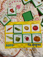 Детское лото "На ферме", развивающая настольная игра для малышей, учим животных, найди пару, в наборе 6 карточек и 48 фишек #3, Оксана А.