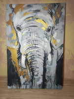 Серый слон / Животные Раскраска картина по номерам на холсте с металлической краской 40х60 #45, Анна Б.
