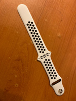 Силиконовый ремешок для смарт часов Apple Watch, 42/44/45/49 мм, series 1-8, браслет спортивный с порами для умных смарт часов эппл вотч, черный белый #47, Саша С.