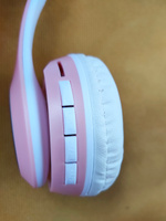 Наушники беспроводные, с ушками, Bluetooth, светящиеся детские, розовые, встроенный микрофон #66, Мальчикова Ирина