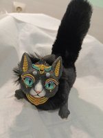 Кошка-бастет черная с зелеными глазами. Игрушка авторская, ручная работа, шарнирная #7, Наталья К.
