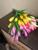 цветы искусственные подснежники крокусы разноцветные букет 5 шт ,37 см для декора, для кладбища #1, Роза Г.